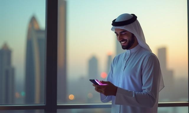 شخص يستخدم هاتف ذكي للدفع السريع في المنامة